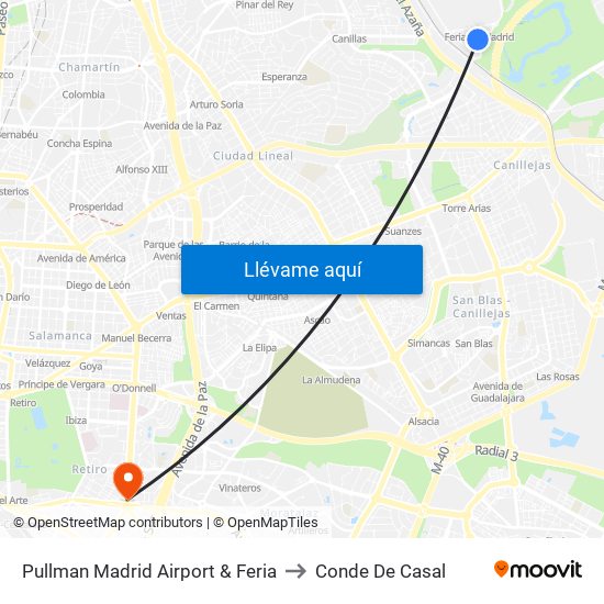 Pullman Madrid Airport & Feria to Conde De Casal map