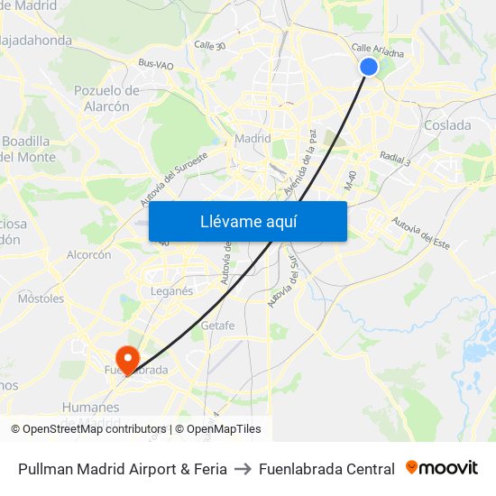 Pullman Madrid Airport & Feria to Fuenlabrada Central map