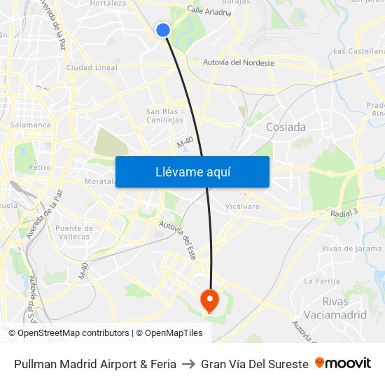 Pullman Madrid Airport & Feria to Gran Vía Del Sureste map