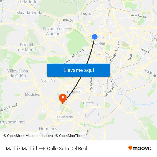 Madriz Madrid to Calle Soto Del Real map