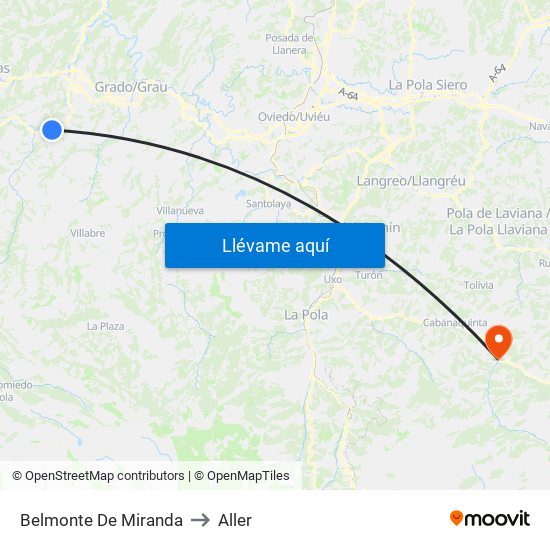 Belmonte De Miranda to Aller map