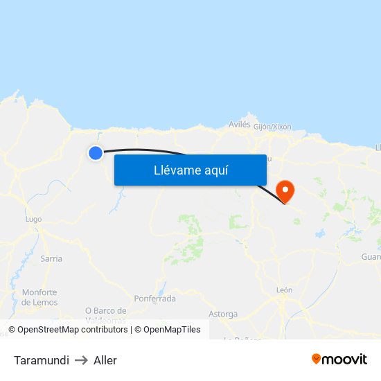 Taramundi to Aller map