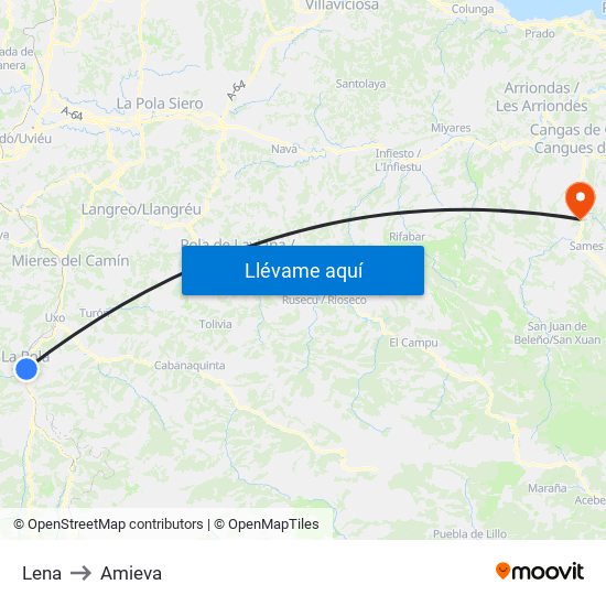 Lena to Amieva map