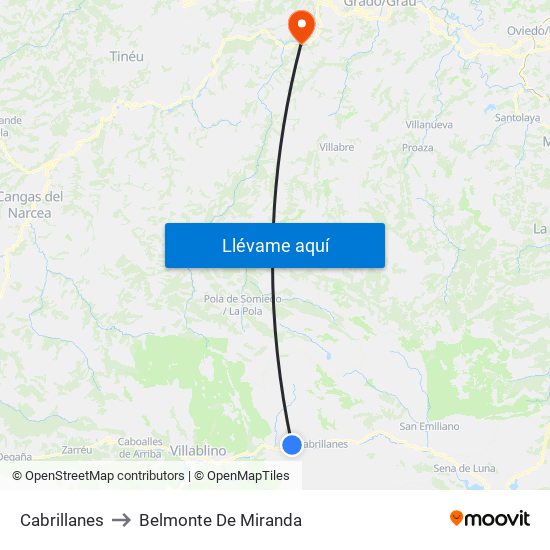 Cabrillanes to Belmonte De Miranda map