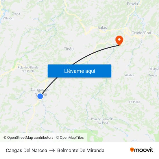 Cangas Del Narcea to Belmonte De Miranda map