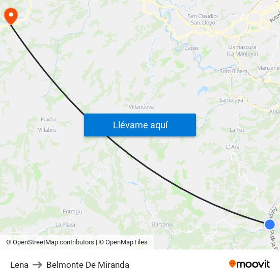 Lena to Belmonte De Miranda map