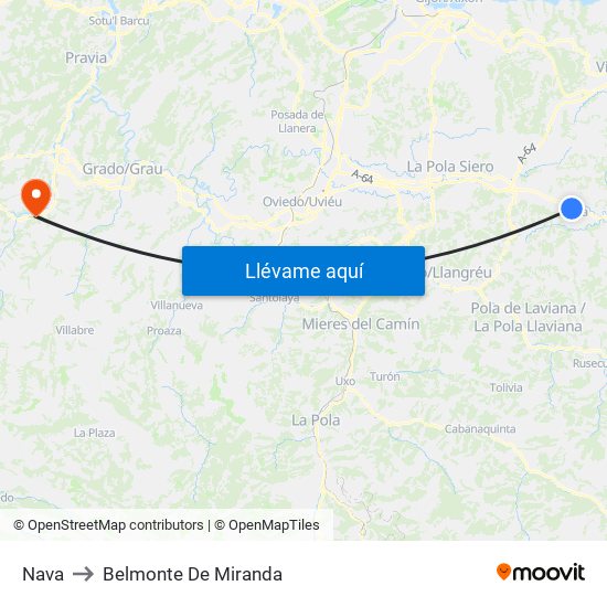 Nava to Belmonte De Miranda map