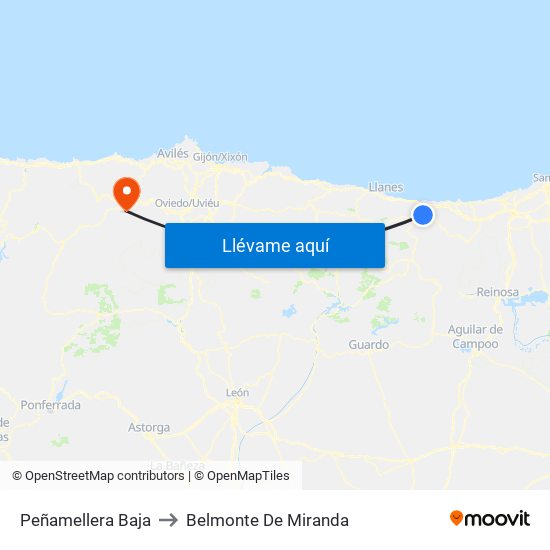 Peñamellera Baja to Belmonte De Miranda map