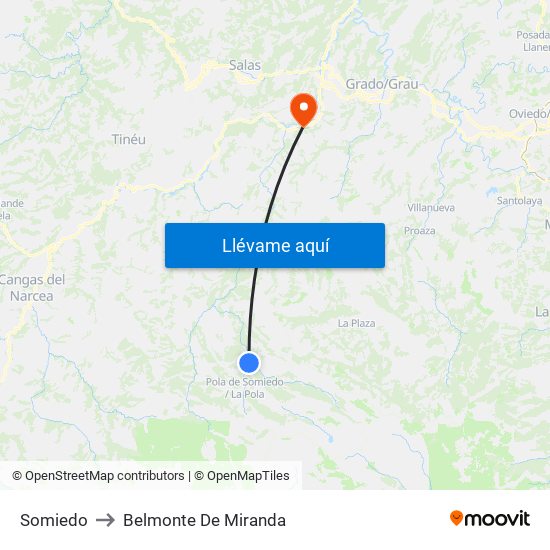 Somiedo to Belmonte De Miranda map