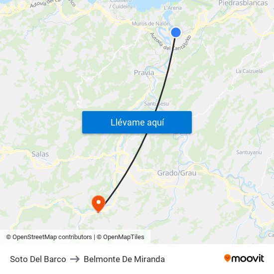 Soto Del Barco to Belmonte De Miranda map