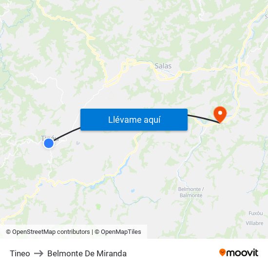 Tineo to Belmonte De Miranda map