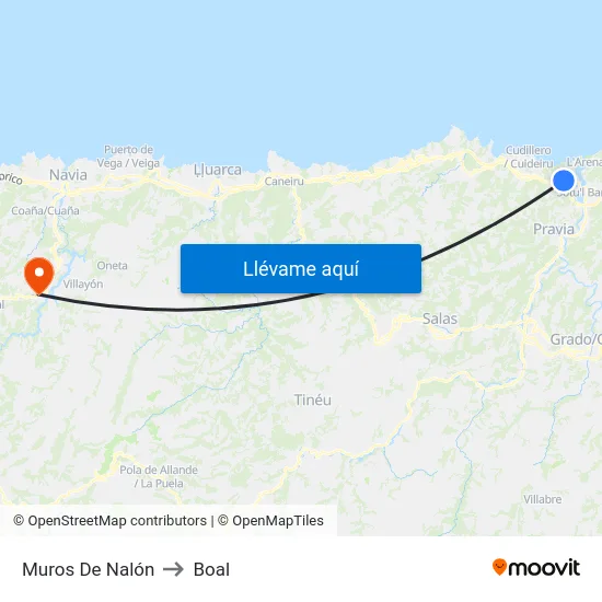 Muros De Nalón to Boal map