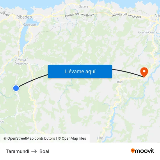 Taramundi to Boal map