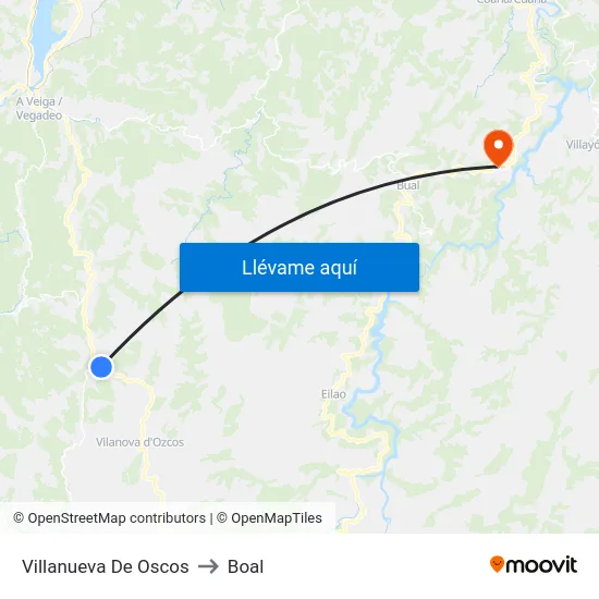 Villanueva De Oscos to Boal map