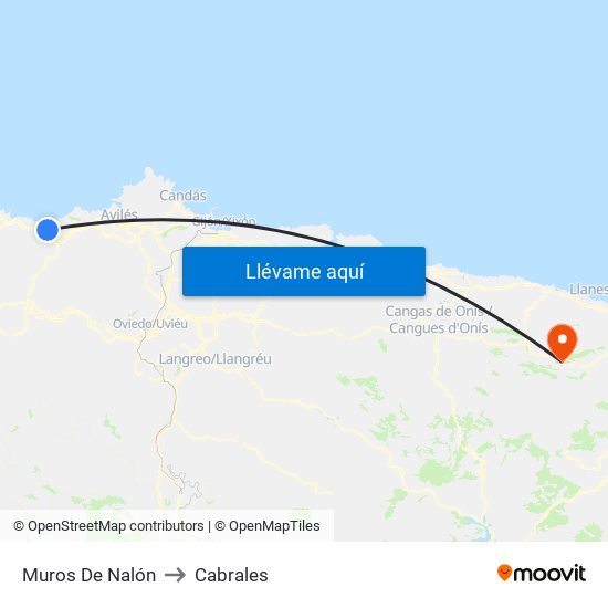 Muros De Nalón to Cabrales map