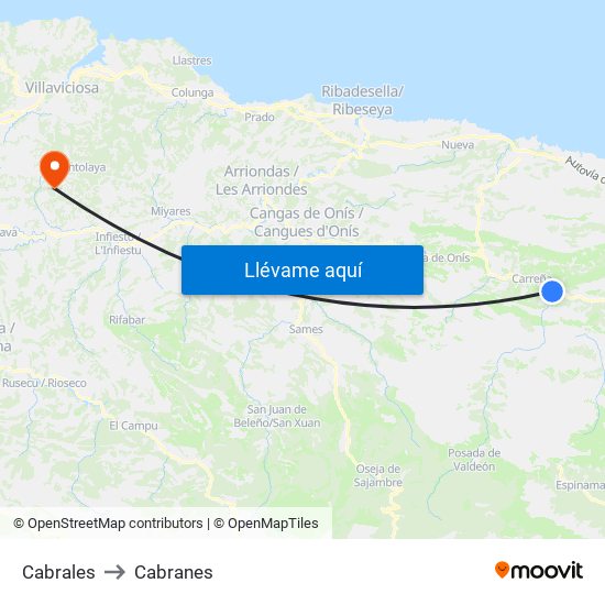 Cabrales to Cabranes map