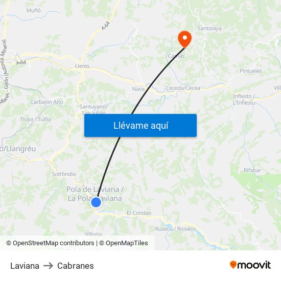 Laviana to Cabranes map