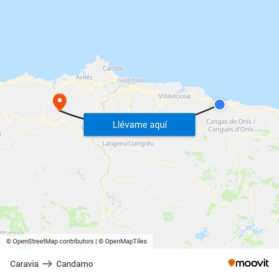 Caravia to Candamo map