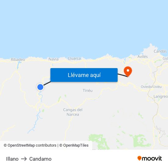 Illano to Candamo map