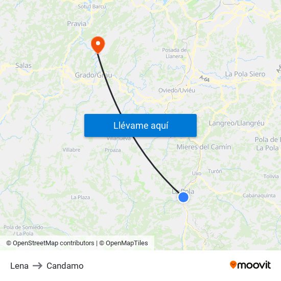 Lena to Candamo map