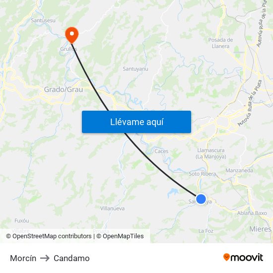 Morcín to Candamo map