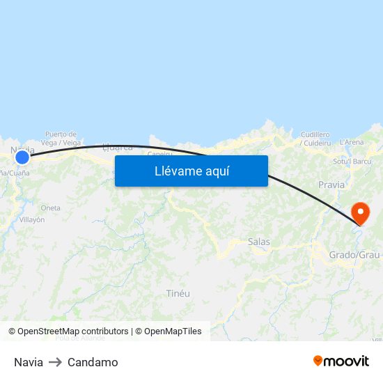 Navia to Candamo map