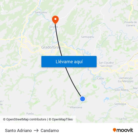 Santo Adriano to Candamo map