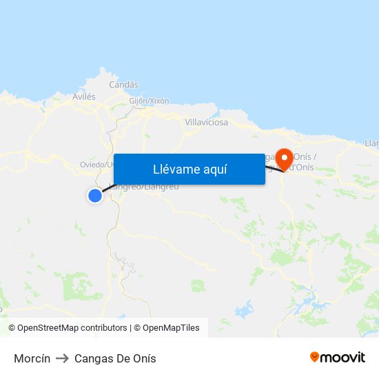 Morcín to Cangas De Onís map