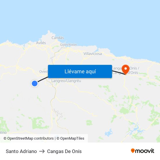 Santo Adriano to Cangas De Onís map
