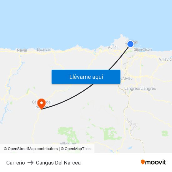Carreño to Cangas Del Narcea map