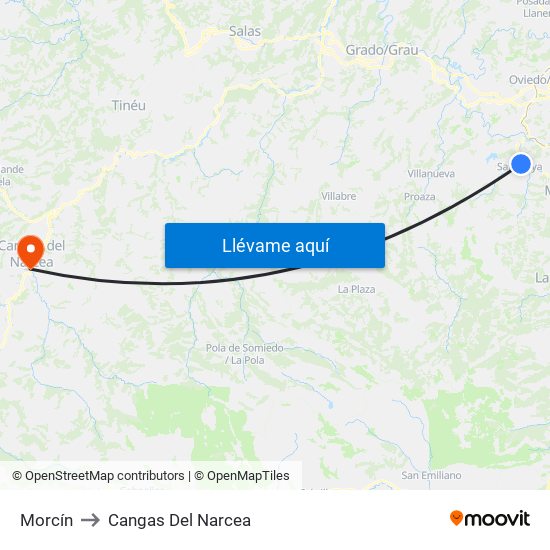 Morcín to Cangas Del Narcea map
