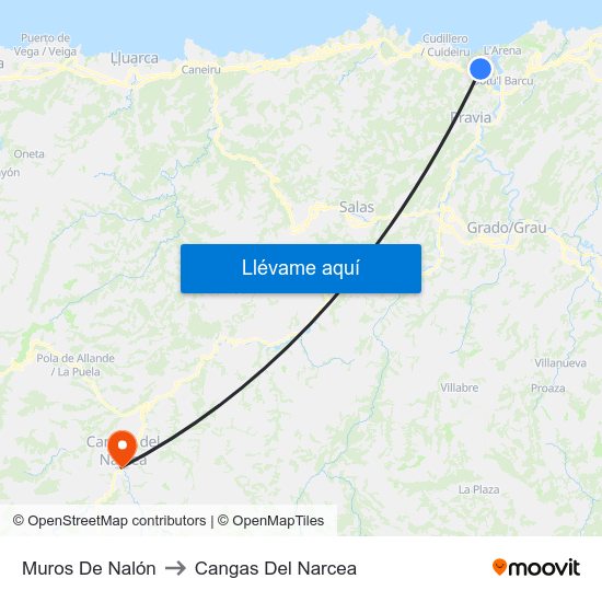 Muros De Nalón to Cangas Del Narcea map