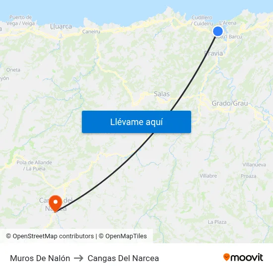 Muros De Nalón to Cangas Del Narcea map