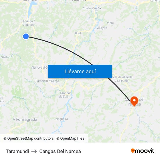 Taramundi to Cangas Del Narcea map