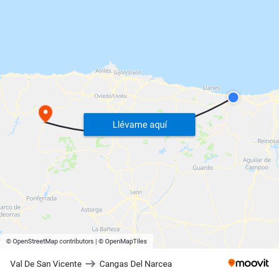 Val De San Vicente to Cangas Del Narcea map