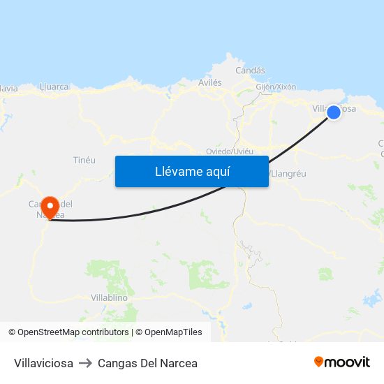 Villaviciosa to Cangas Del Narcea map
