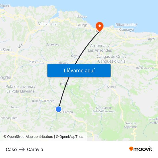 Caso to Caravia map