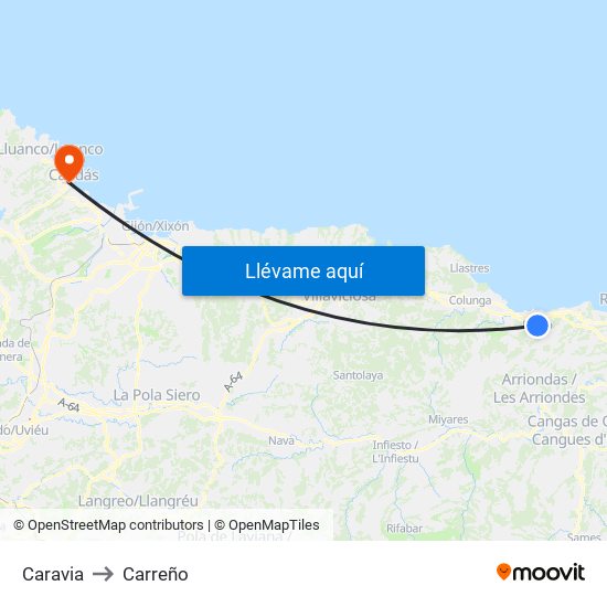 Caravia to Carreño map