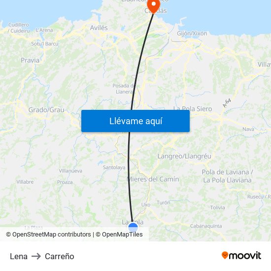 Lena to Carreño map