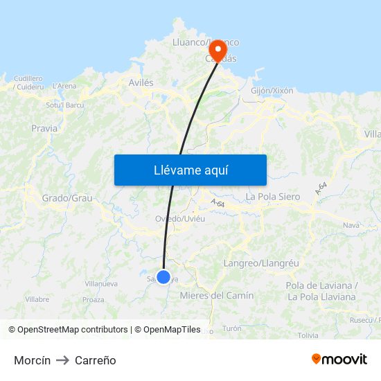 Morcín to Carreño map