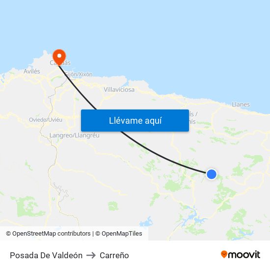 Posada De Valdeón to Carreño map