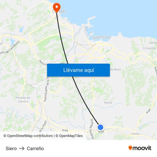 Siero to Carreño map