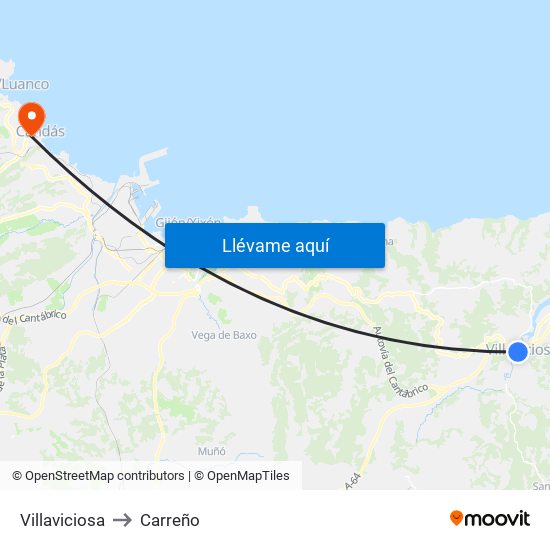 Villaviciosa to Carreño map