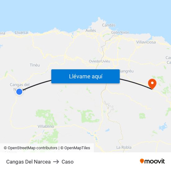 Cangas Del Narcea to Caso map