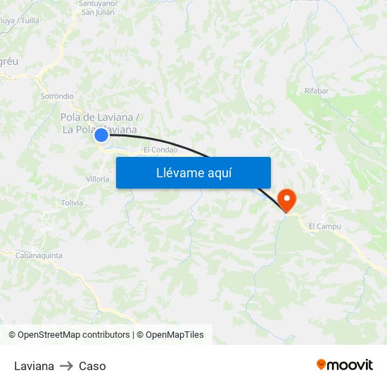 Laviana to Caso map