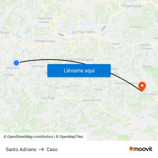 Santo Adriano to Caso map