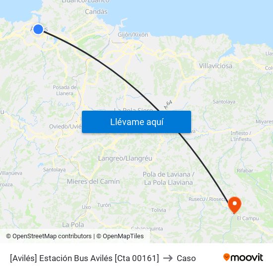 [Avilés]  Estación Bus Avilés [Cta 00161] to Caso map