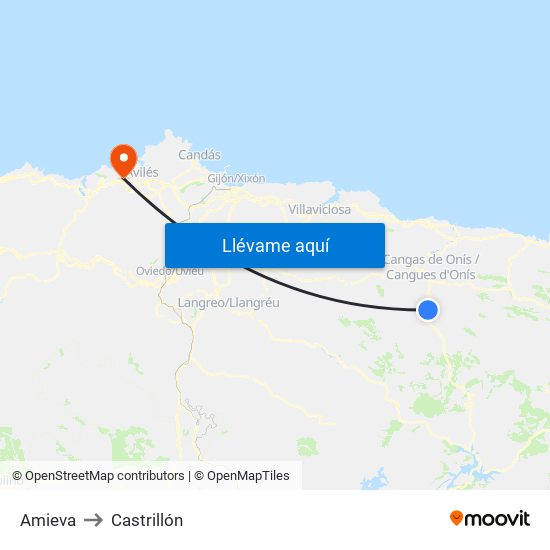 Amieva to Castrillón map