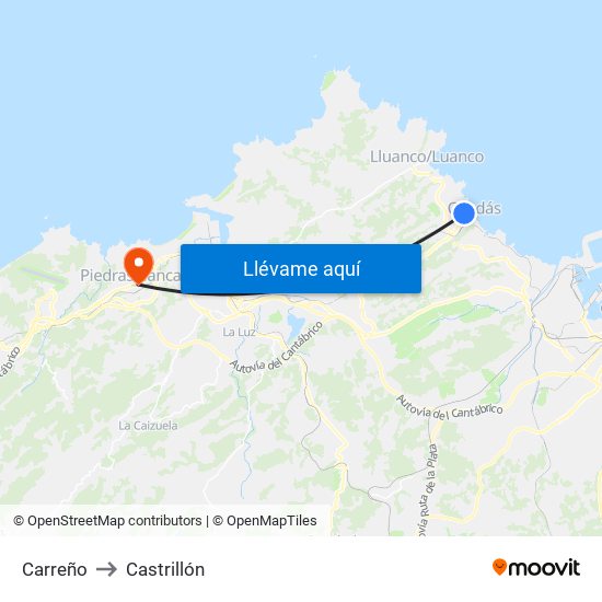 Carreño to Castrillón map