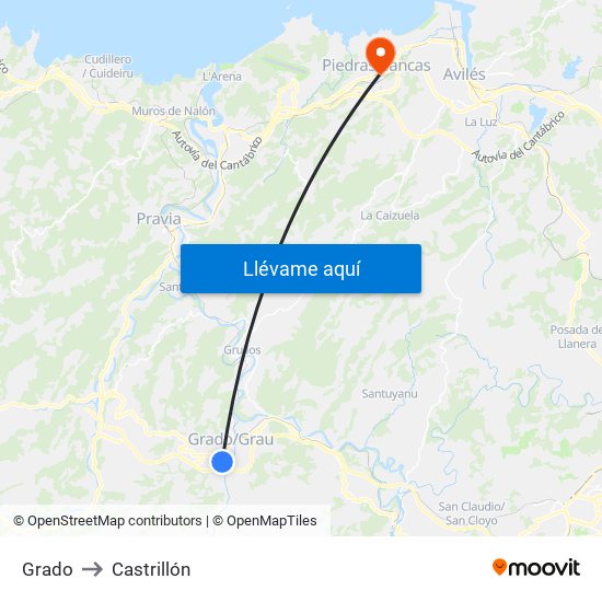 Grado to Castrillón map